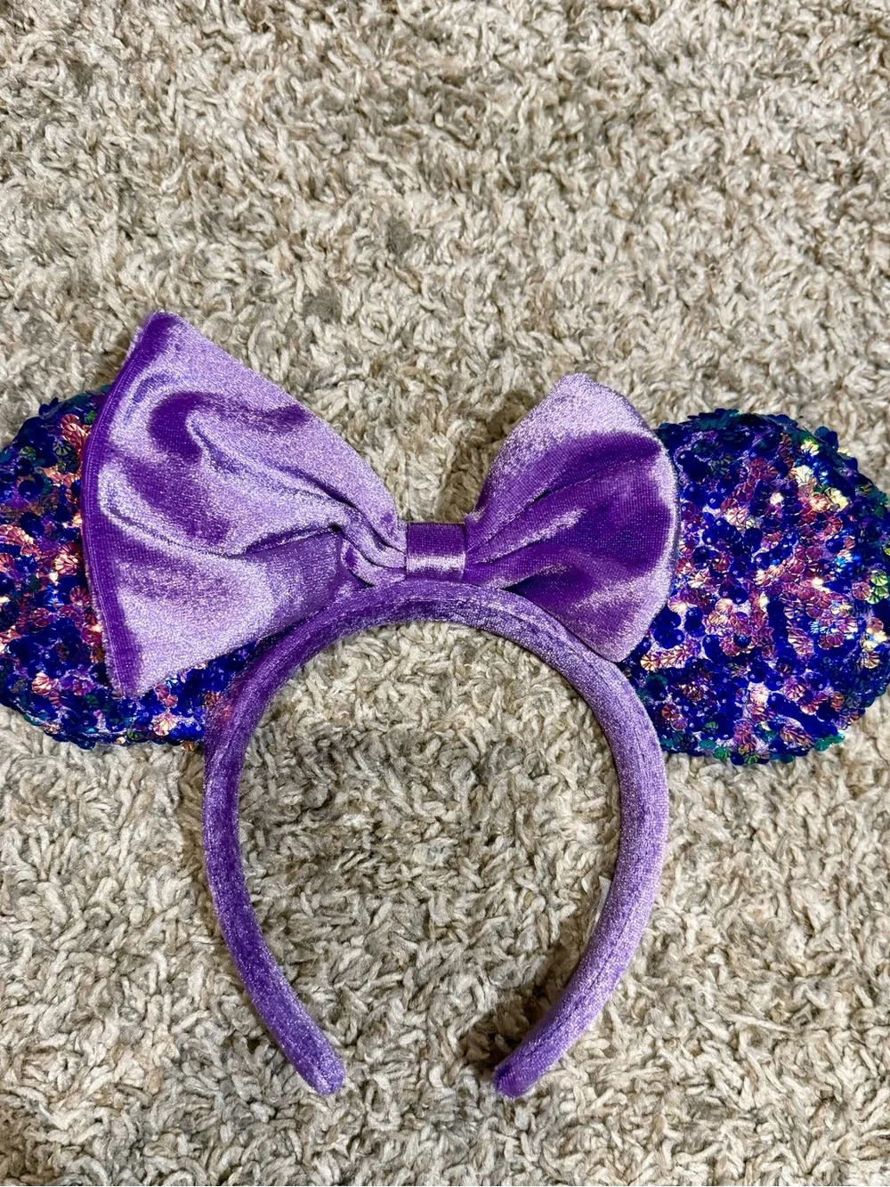 Disney Purple Velvet Sequin Mouse Ear Headband